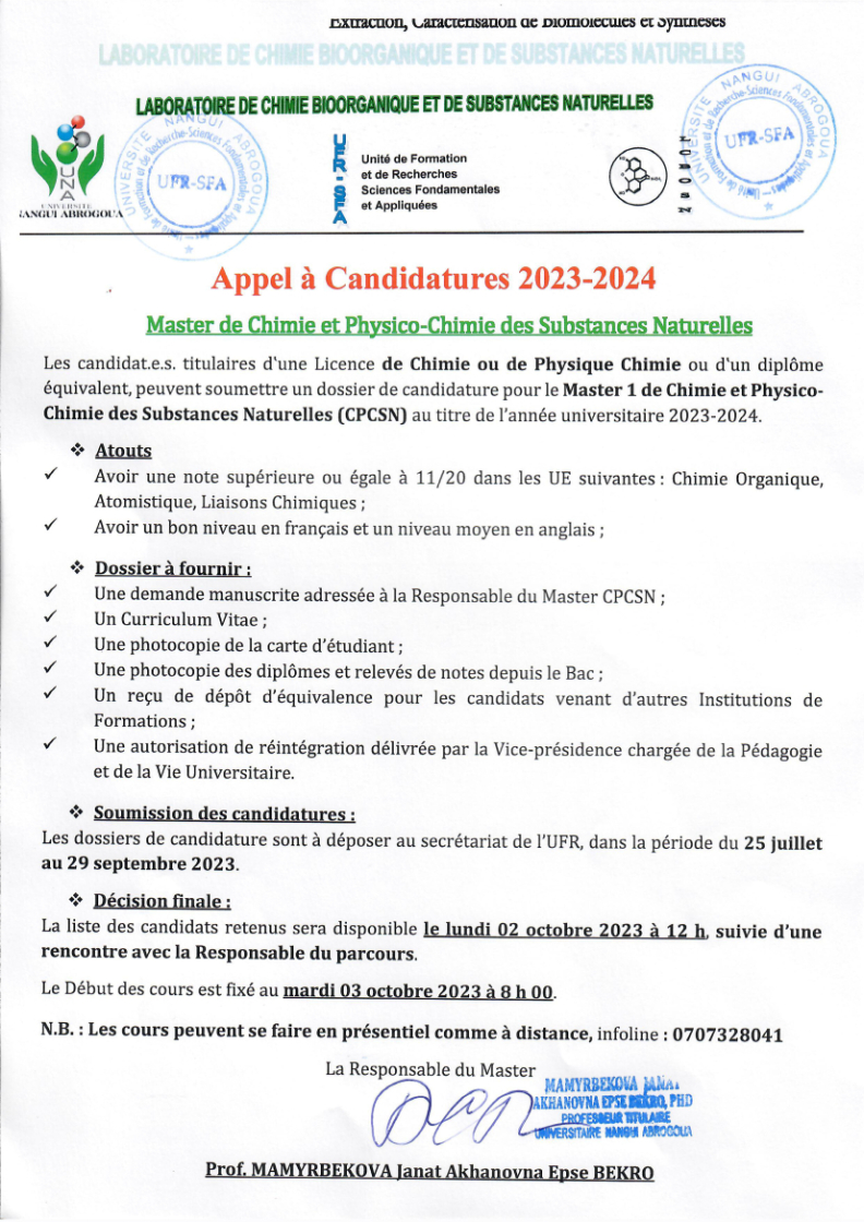 Master CPCSN: appel à candidature